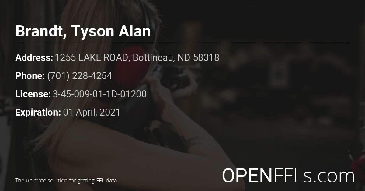 FFL Brandt, Tyson Alan 3-45-009-01-1D-01200 info card