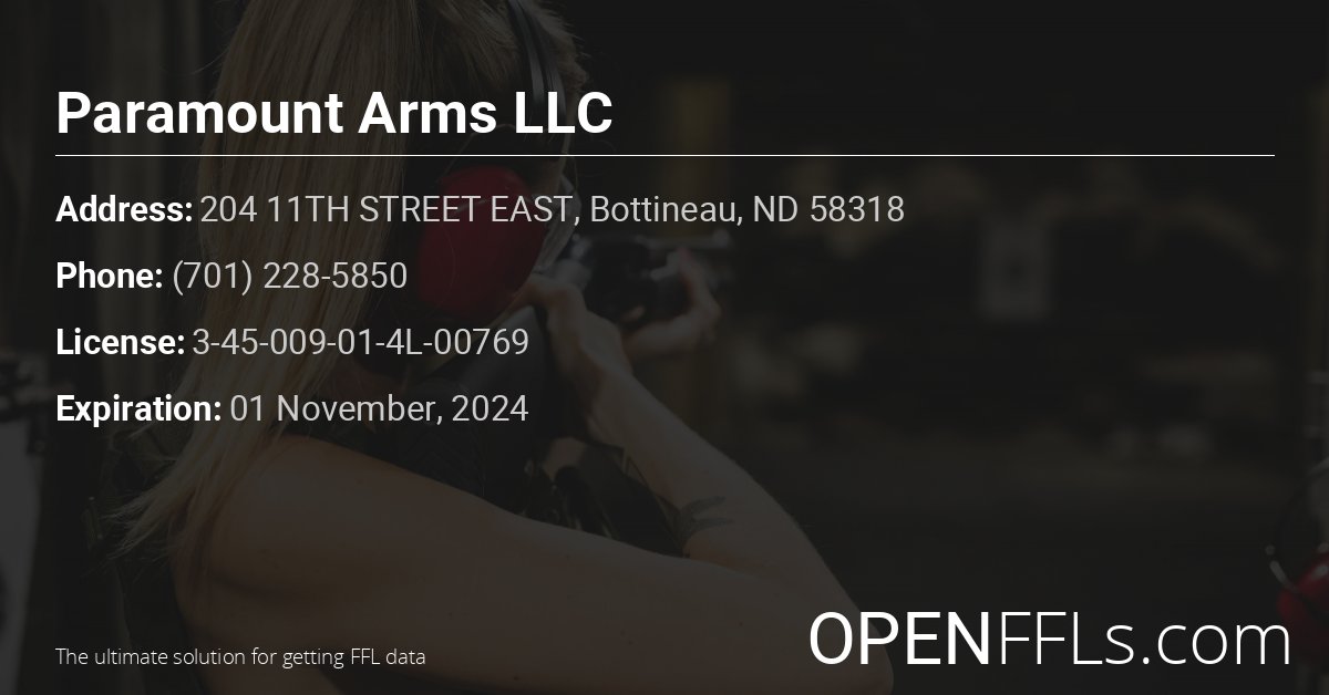 FFL Paramount Arms LLC 3-45-009-01-4L-00769 info card