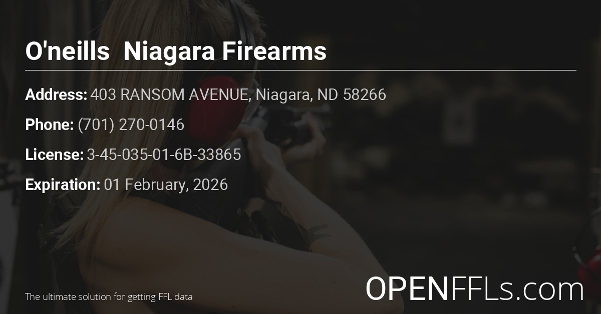 FFL O'neills  Niagara Firearms 3-45-035-01-6B-33865 info card