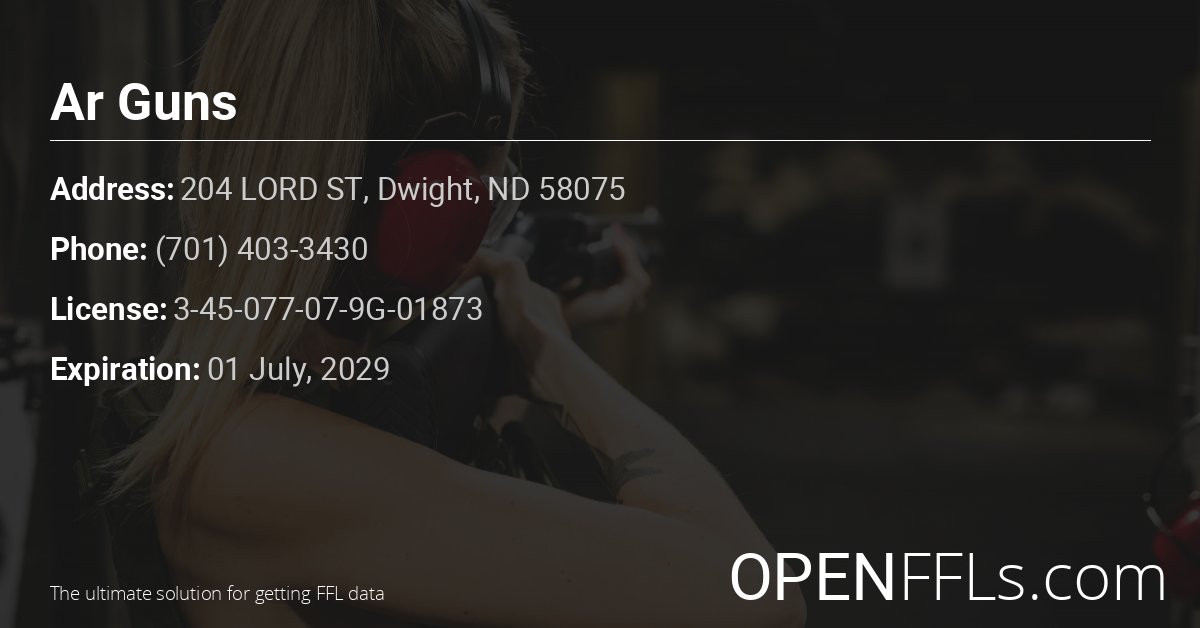 FFL Ar Guns 3-45-077-07-9G-01873 info card