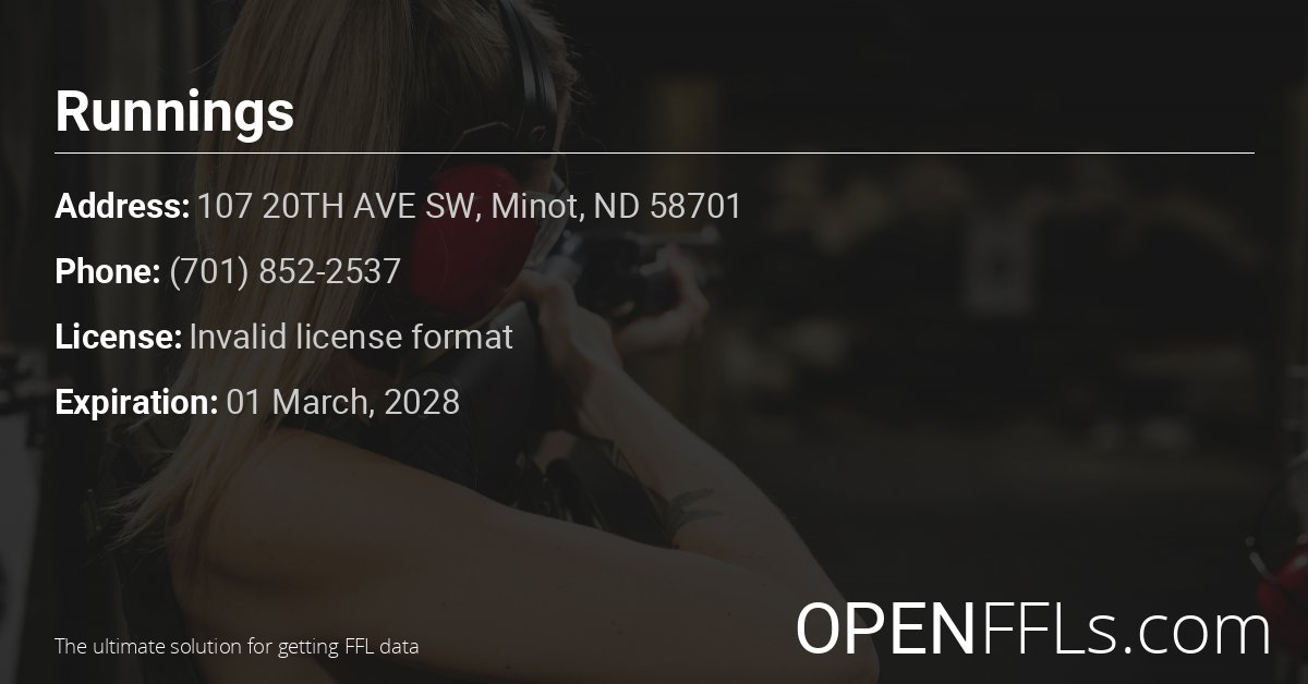 FFL Runnings Invalid license format info card