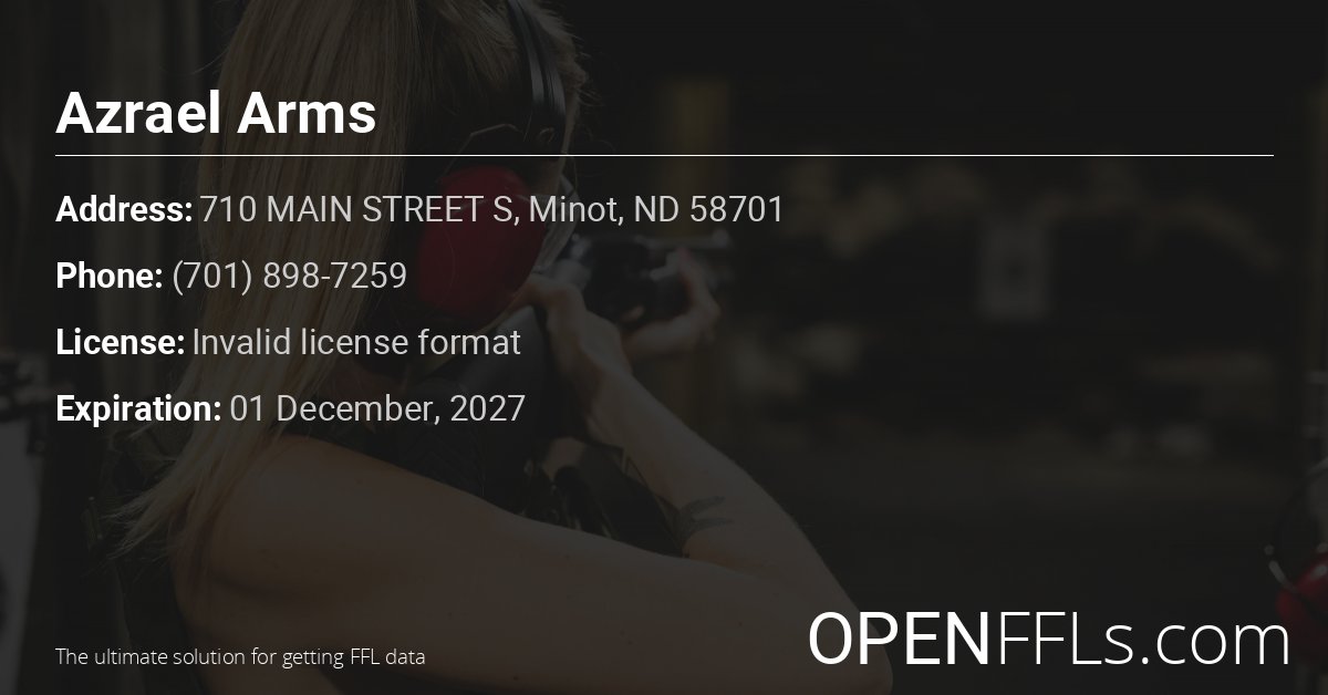 FFL Azrael Arms Invalid license format info card