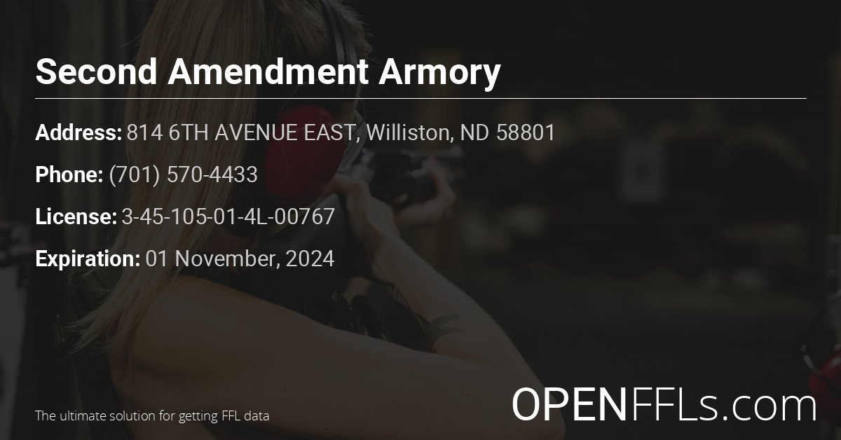 FFL Second Amendment Armory 3-45-105-01-4L-00767 info card