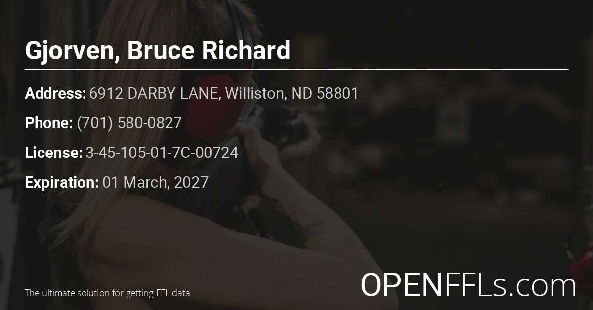 FFL Gjorven, Bruce Richard 3-45-105-01-7C-00724 info card