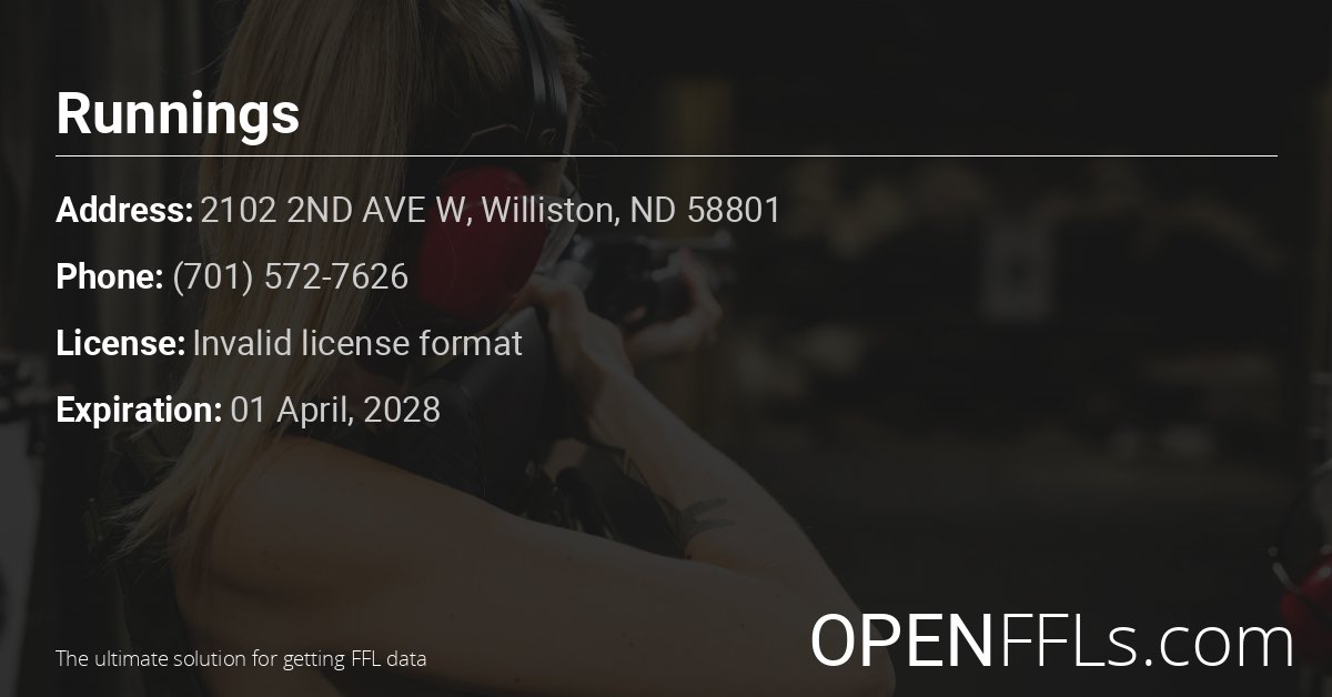 FFL Runnings Invalid license format info card
