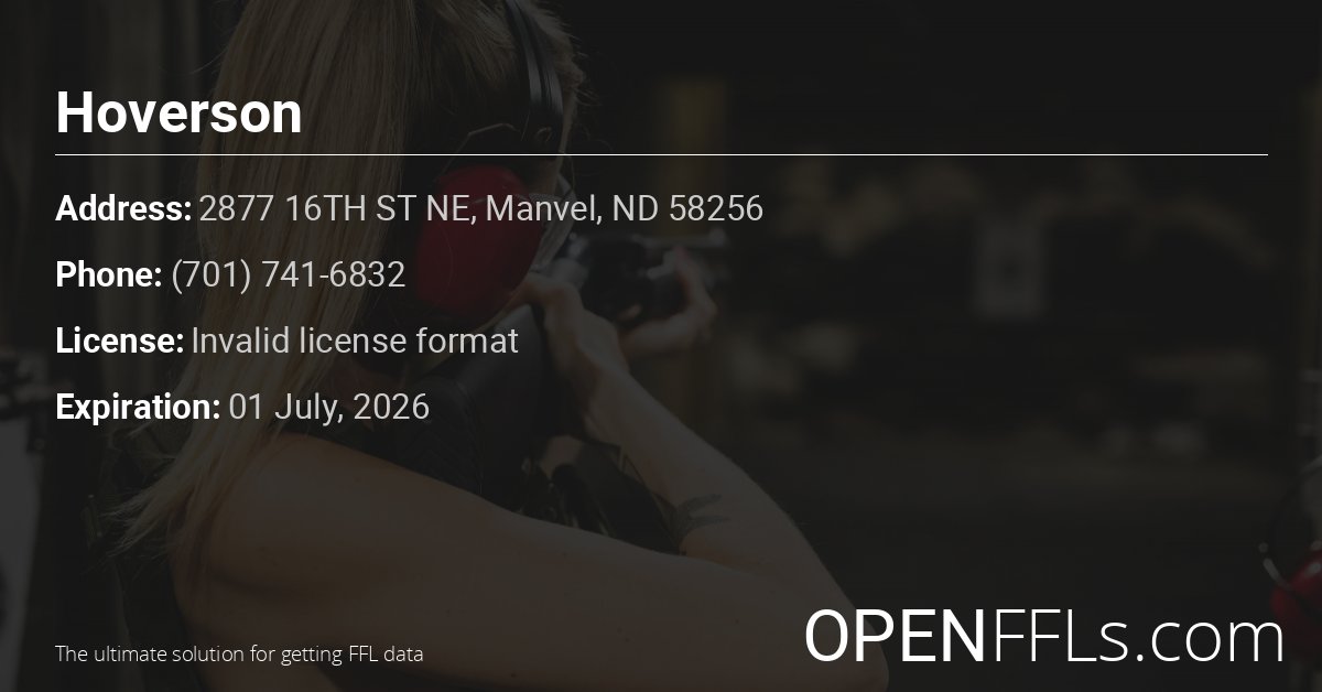 FFL Hoverson Invalid license format info card