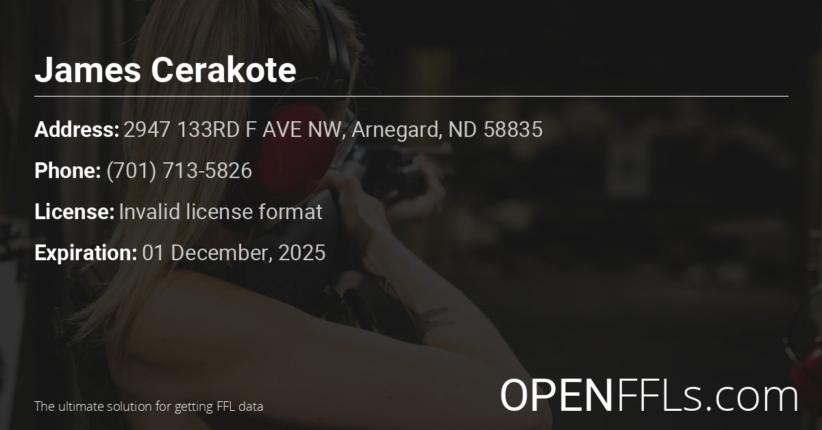 FFL James Cerakote Invalid license format info card