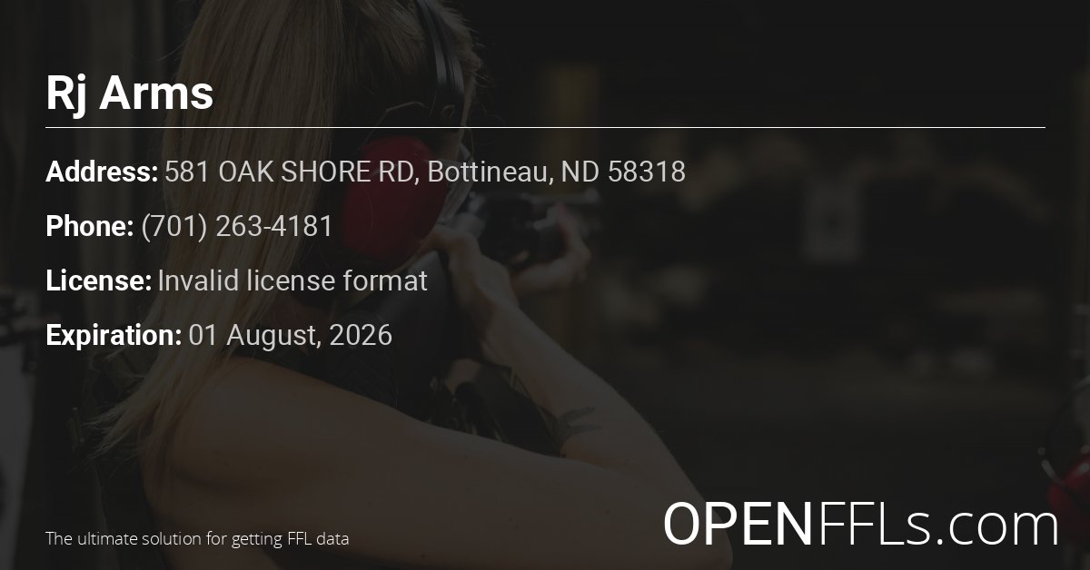 FFL Rj Arms Invalid license format info card