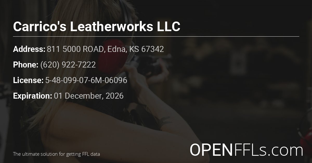 FFL Carrico's Leatherworks LLC 5-48-099-07-6M-06096 info card