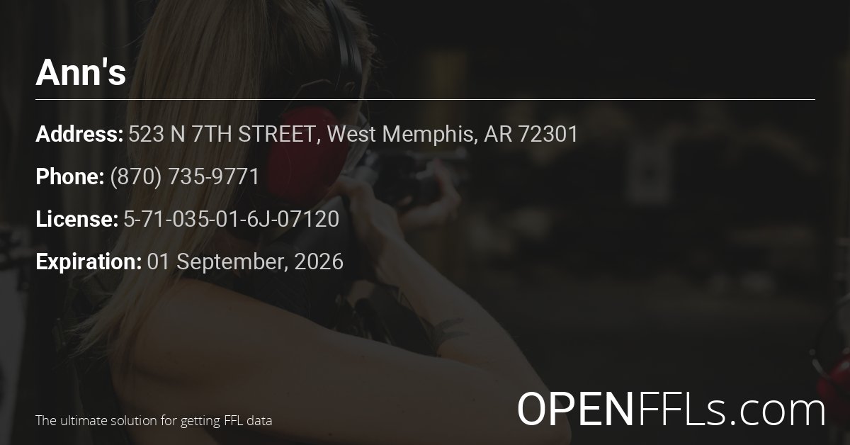 FFL Ann's 5-71-035-01-6J-07120 info card