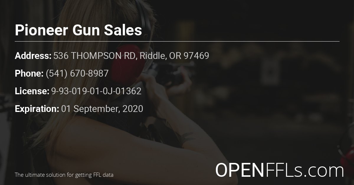 FFL Pioneer Gun Sales 9-93-019-01-0J-01362 info card