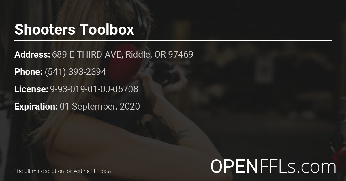FFL Shooters Toolbox 9-93-019-01-0J-05708 info card